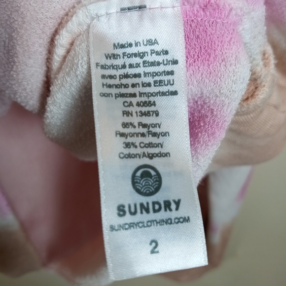 Sundry Sweatshirt Pink Tie Dye Oversized Long Sleeves Pullover Crew Neck - Picture 7 of 8